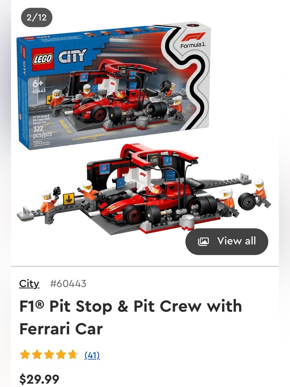 Lego Red Formula 1 Pit Stop Playset with Crew - has all pieces!